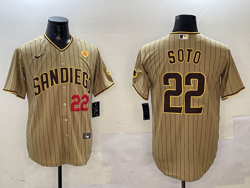Men San Diego Padres #22 Soto Brown Stripe Game 2025 Nike MLB Jersey style 5